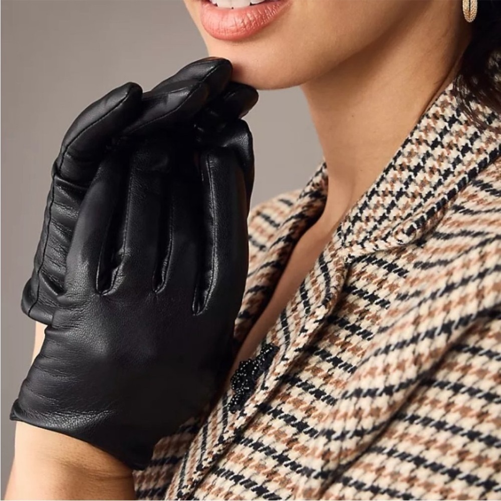 NWT ANTHROPOLOGIE Maeve Short Faux-Leather Texting Gloves Black large